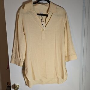 Anne Klein Cream Casual Button Down Shirt